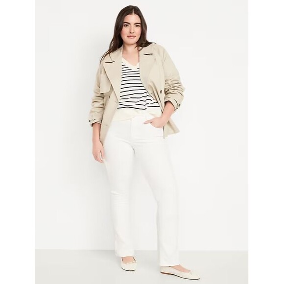 Old Navy WOW Bootcut Jeans Womens 14 Cream White Mid Rise Stretch NEW - Picture 1 of 11
